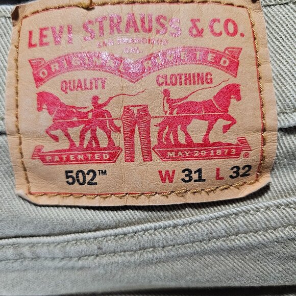 Levis 502 Jeans Mens Size 31 X 32 Straight Leg Mid Rise Beige Denim Pants - Picture 4 of 6